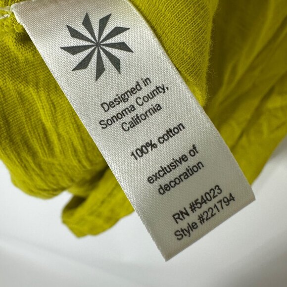 Athleta Lime Green Embroidered V-Neck Womens Short Sleeve Top - Size L - Picture 8 of 8